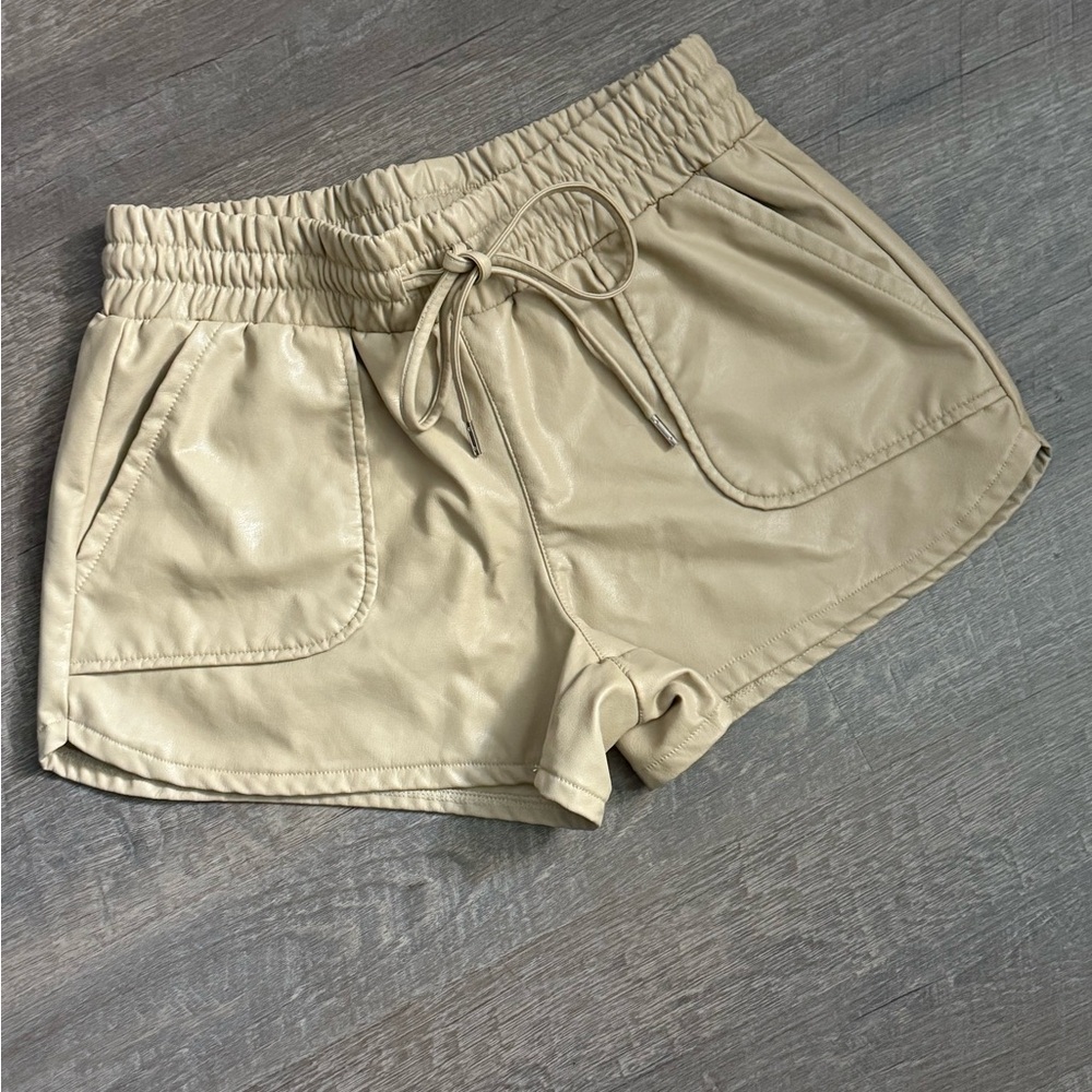 Sincerely Jules Tan Faux Leather Shorts